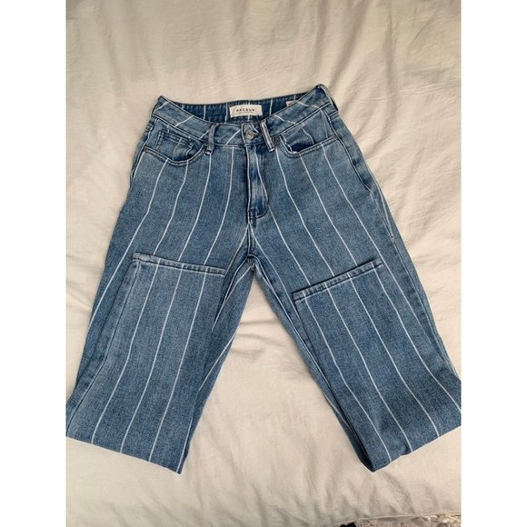 PacSun Mom jeans window pane striped cropped 23 straight - Picture 10 of 12